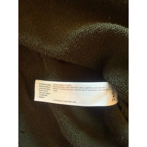 Eileen Fisher Long Sleeve Green Raw Edge Hem Pullover Sz L Sweatshirt - Picture 4 of 5